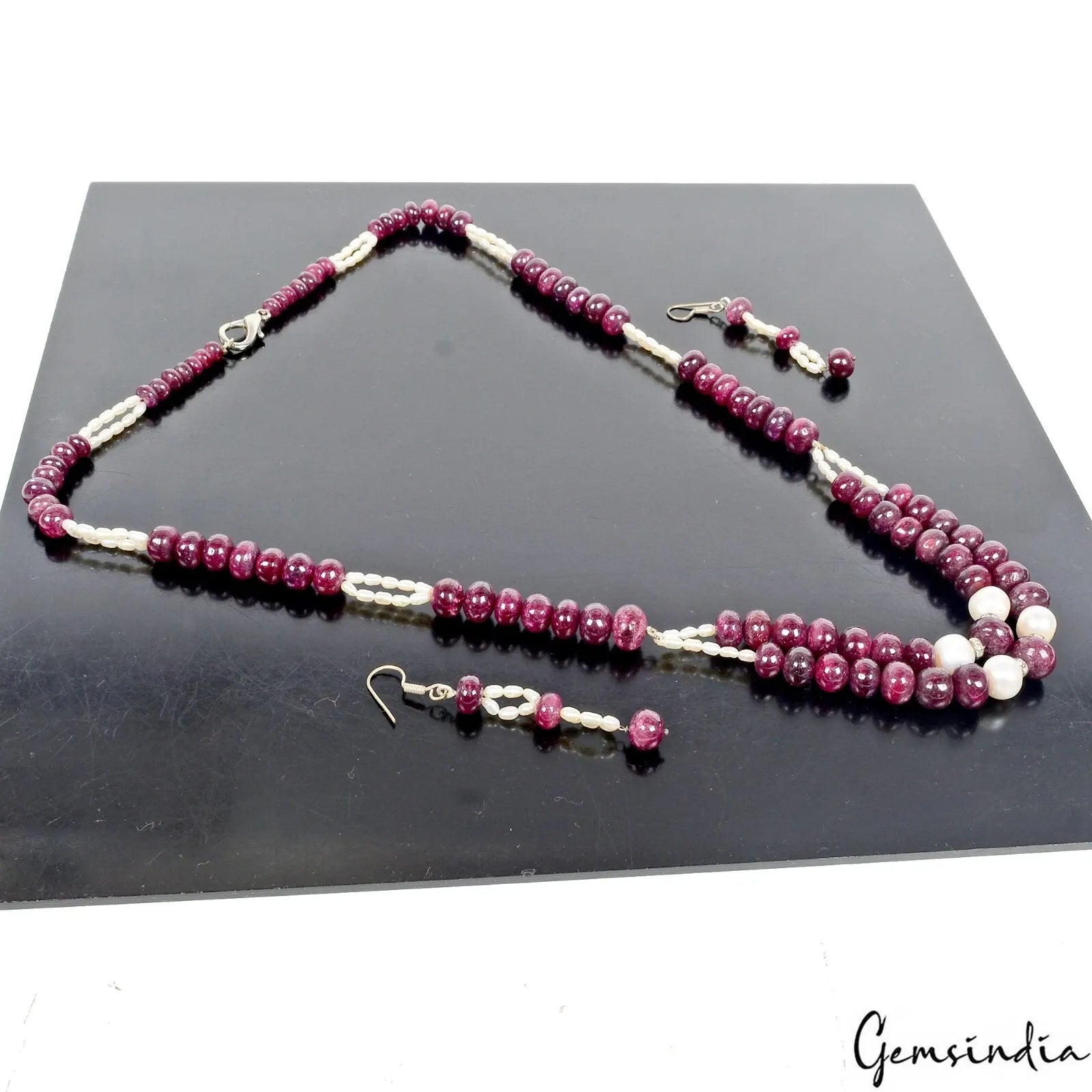 Ruby Necklace, Red — 27", India