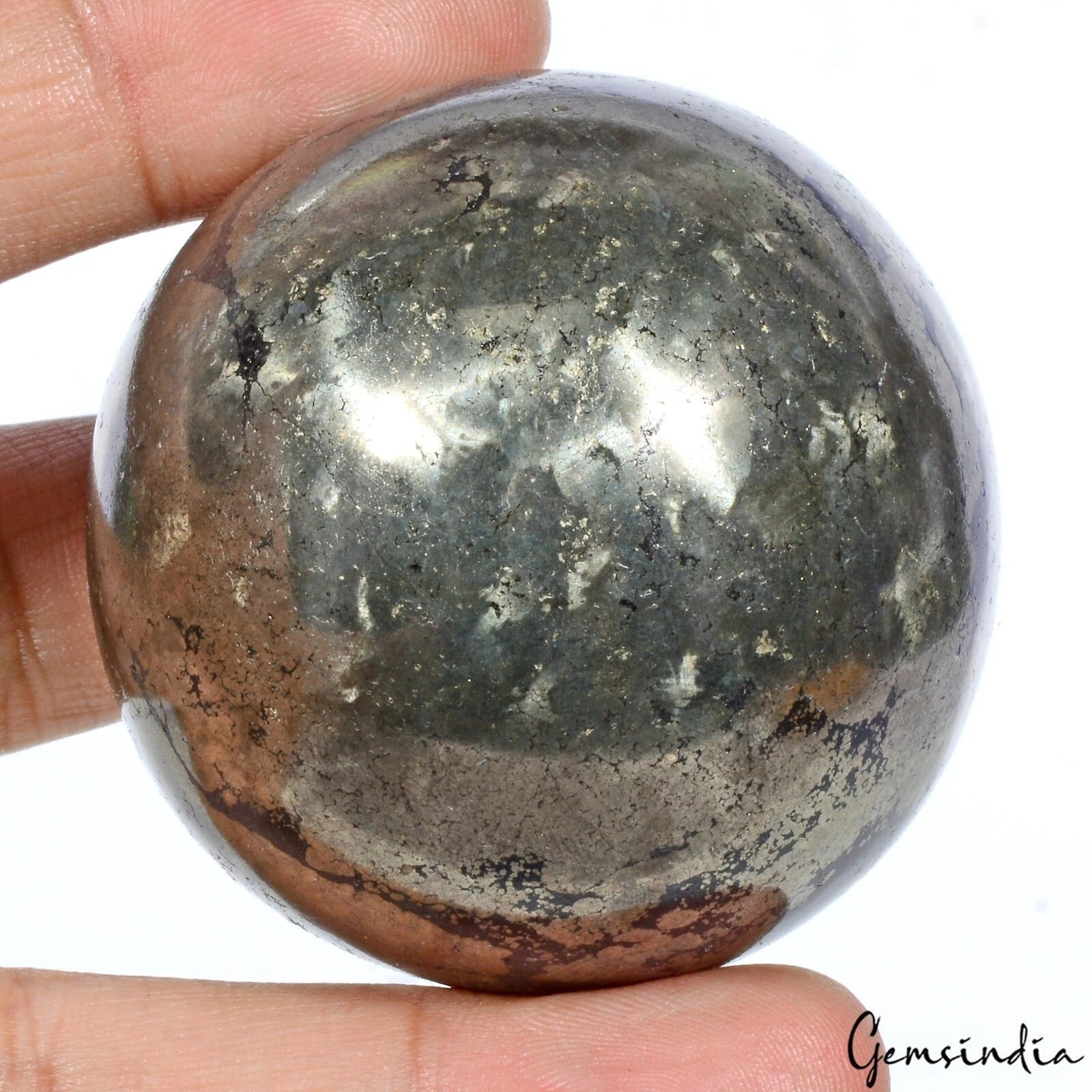 1760 Cts Natural Gold Pyrite Gem Sphere Crystal Specimen Healing Minerals 2..1"