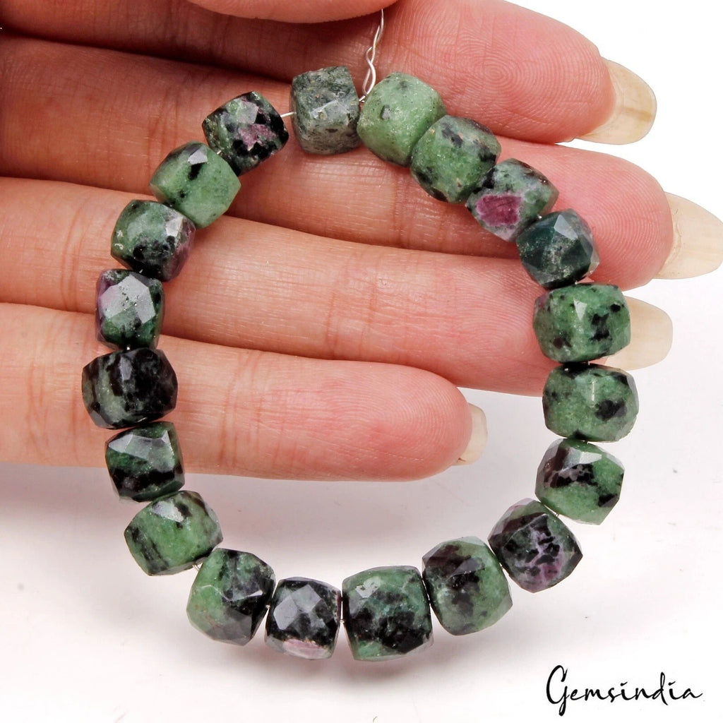 105.00 Ct Natural Untreated Ruby In Zoisite Dice Cut Drilled Beaded Gem Stand 6"