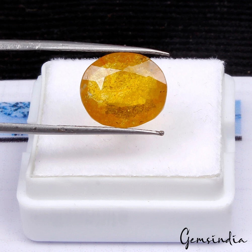6.80 Ct Natural Earth Oval Cut Yellow Ceylon Sapphires BEST COLOR Certified Gem