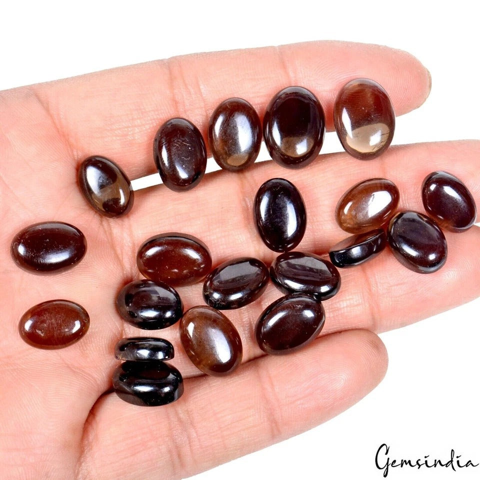 20 Pcs Natural Untreated Brown Smoky Quartz Oval Cabochon 12-15mm Loose Jewelry