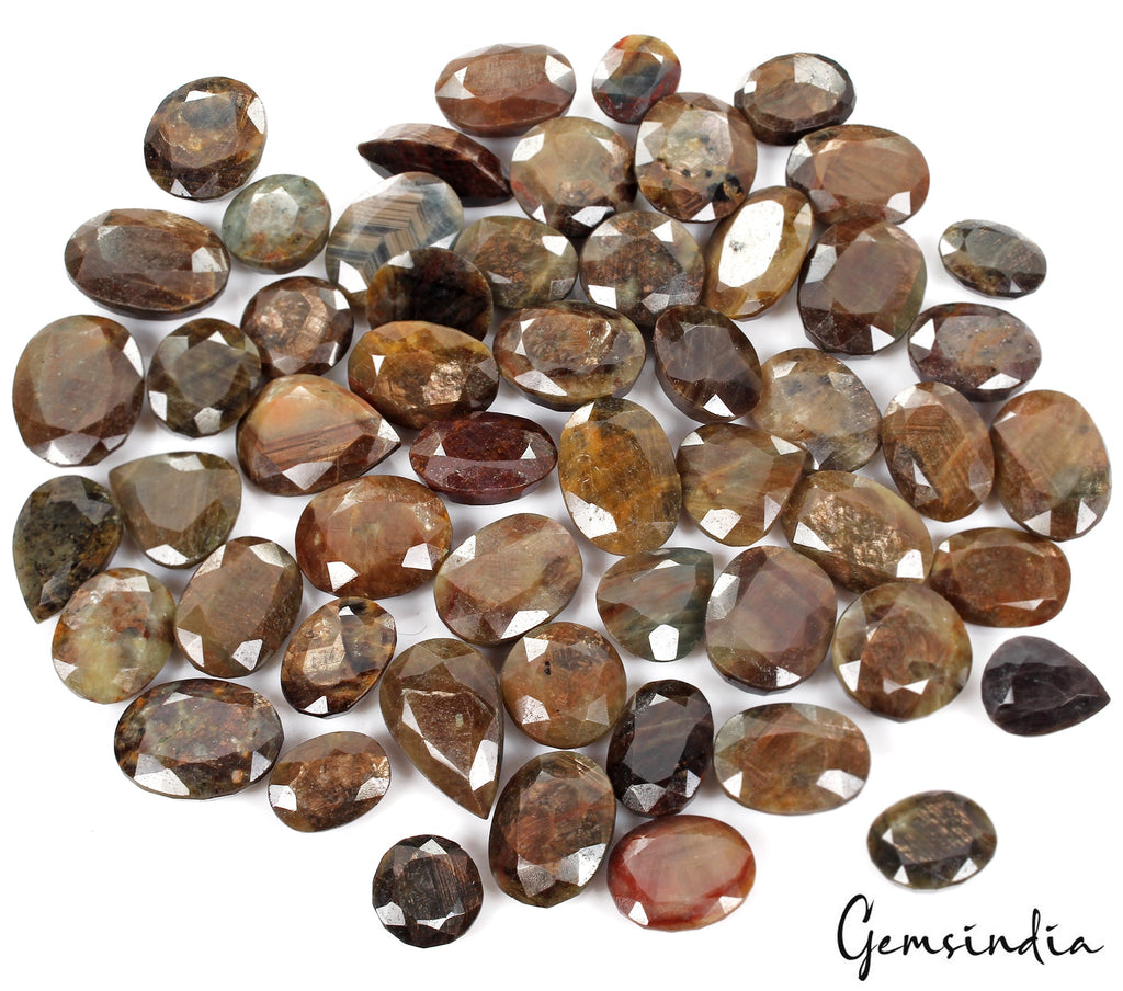 5000 Ct/57 Pc Natural Untreated Brown Sapphire Mix Cut Loose Wholesale Gems Lot