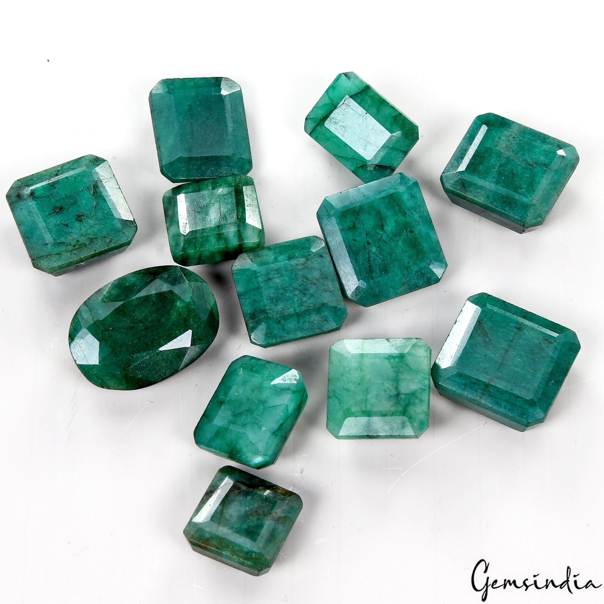 240 Cts Natural Zambian Emerald Mix Cut Finest Green Loose 14-23mm Gemstones Lot