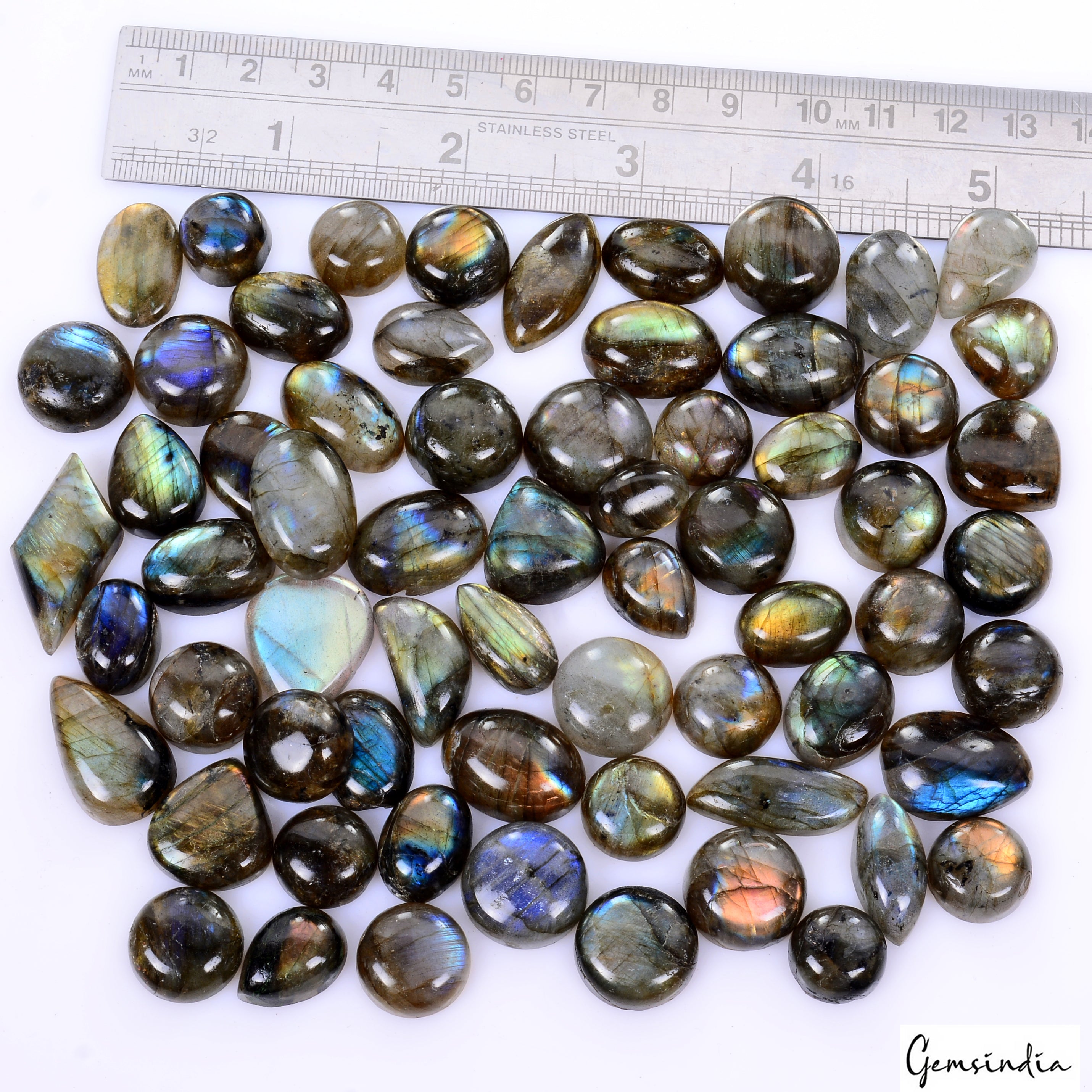 800 Ct Natural Multi Labradorite Mix Shape Cabochon Loose Gemstone Wholesale Lot