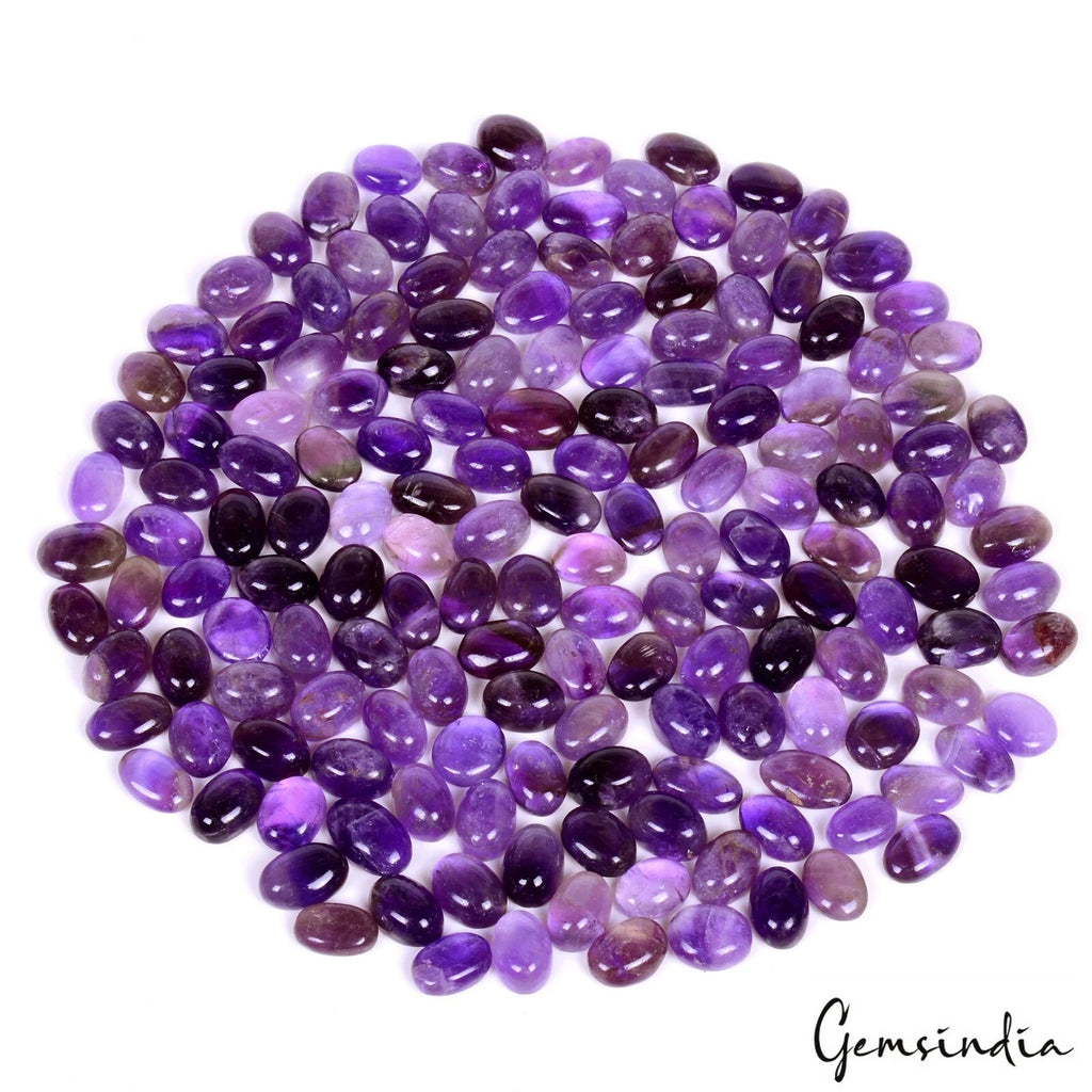 Amethyst Lot, Cabochon, Oval Cabochon, Untreated — 165 Pieces, 12mm to 16mm, 1060 Ct, Brazil