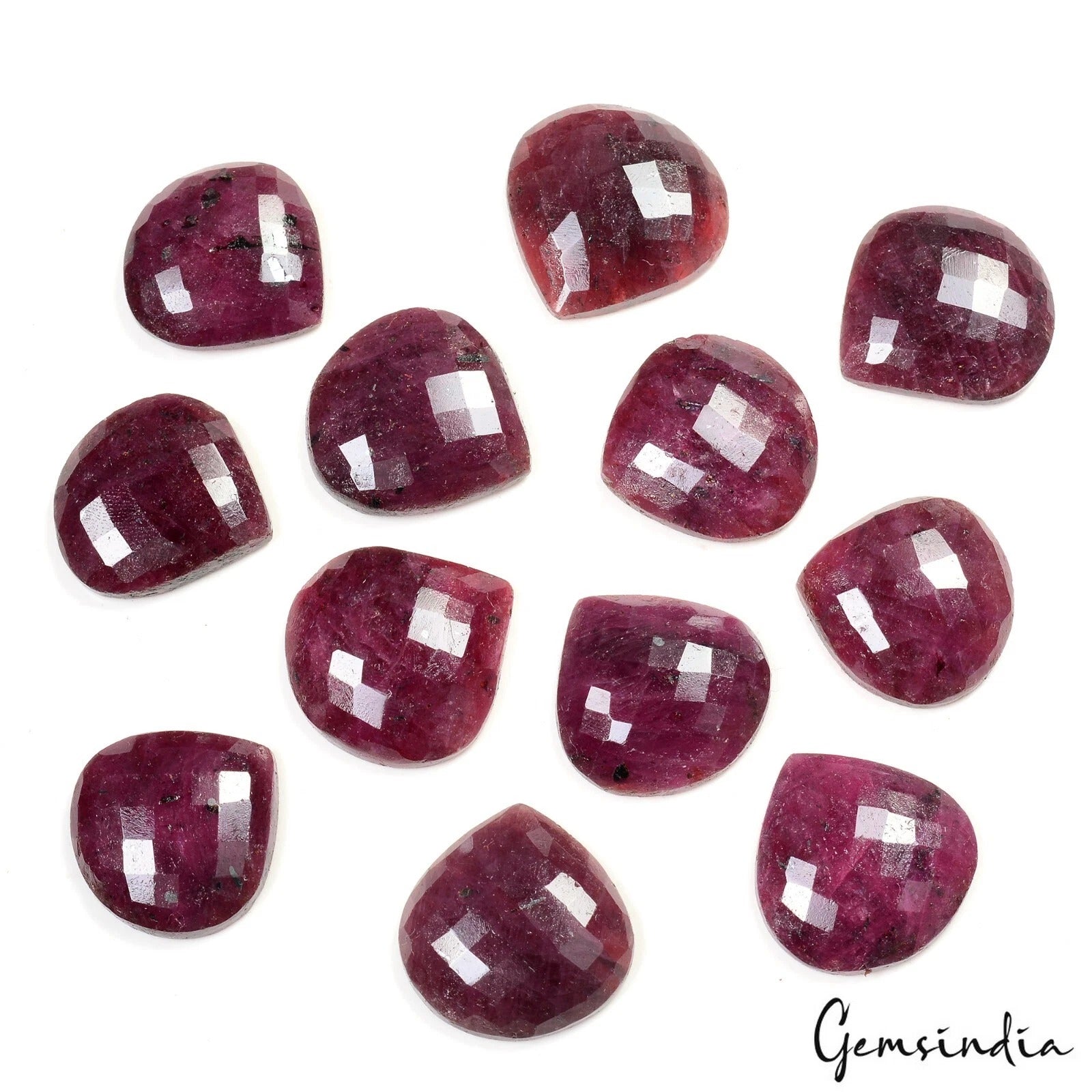 Loose Gemstone Checkerboard Cut 450 Ct Pear Shape 23-26mm Natural Red Ruby Lot