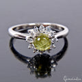 2.07 Gram Natural Green Peridot Round Gem 925 Sterling Silver Carved Ring 6.5 US