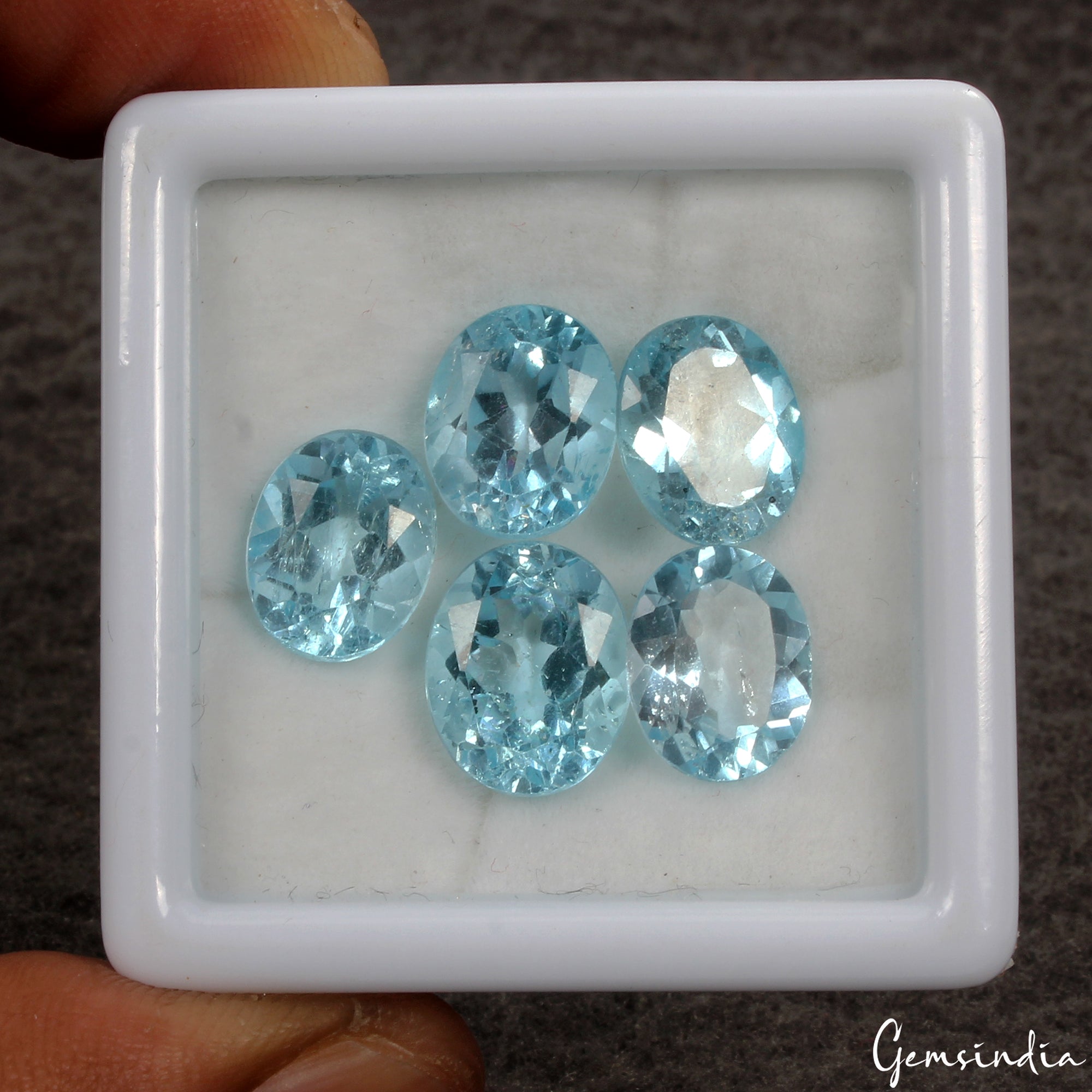 23.40Ct/5 Pcs Natural Sky Blue Topaz Brazil Oval Cut Certified 10-11mm Gemstones