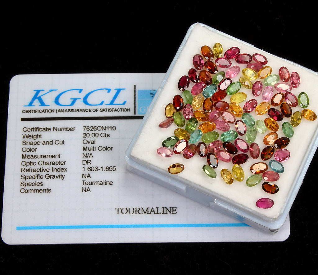 Certified Oval Cut 5x3mm Natural Unheated Multicolor Tourmaline Loose Gems 20 Ct