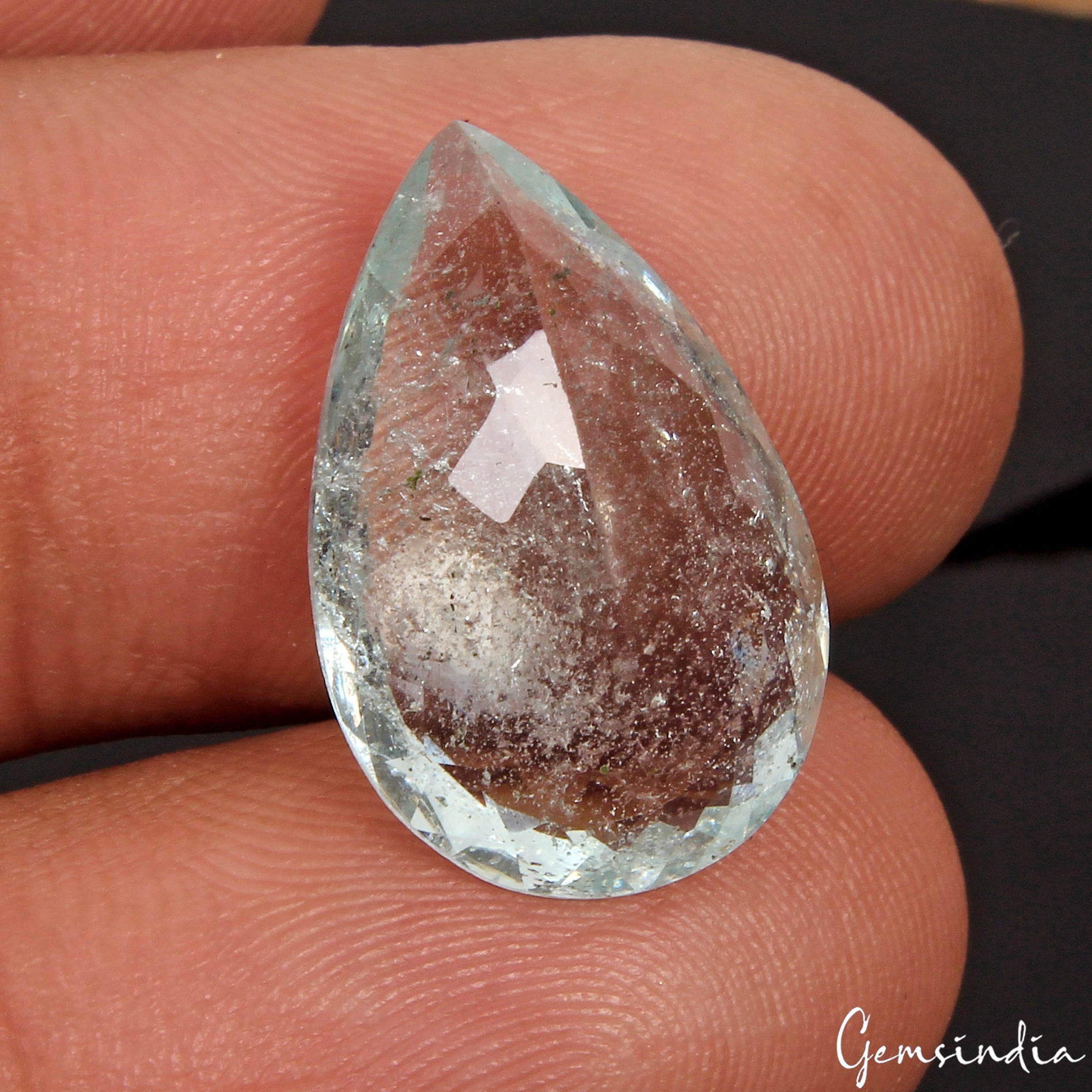 9.60 Ct Natural Santa Maria Green Aquamarine Pear Cut Loose Gemstone Certified
