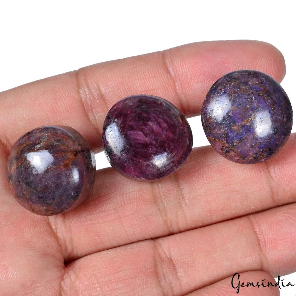 Ruby Lot, Cabochon, Untreated — 3 Pieces, 19mm to 21mm, 200 Ct, Madagascar