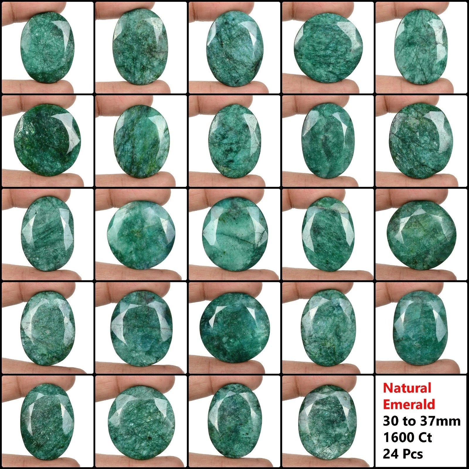 1600 Cts/24 Pcs Natural Brazilian Green Emerald Mix Cut Loose Wholesale Gems Lot