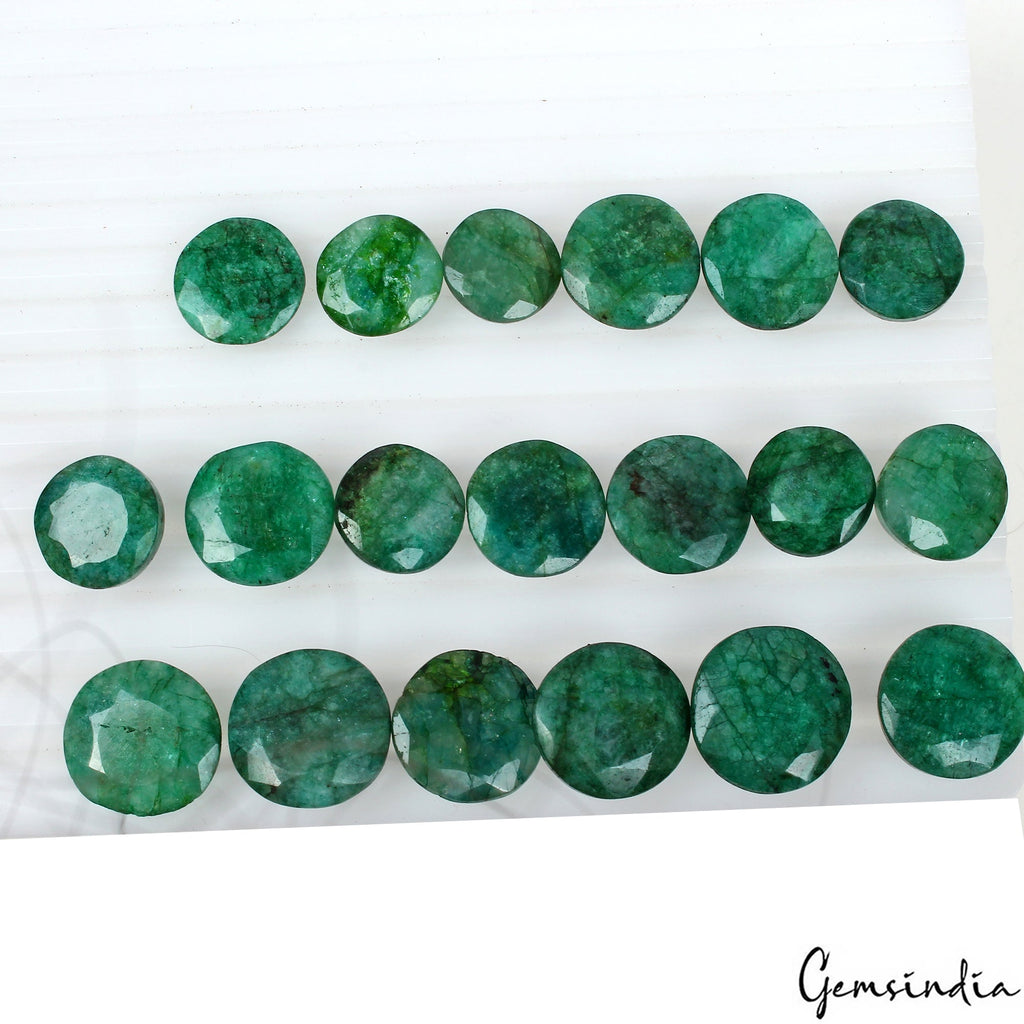 300 Ct/19 Pcs Natural Brazilian Green Emerald Loose 15-19mm Round Cut Gemstones