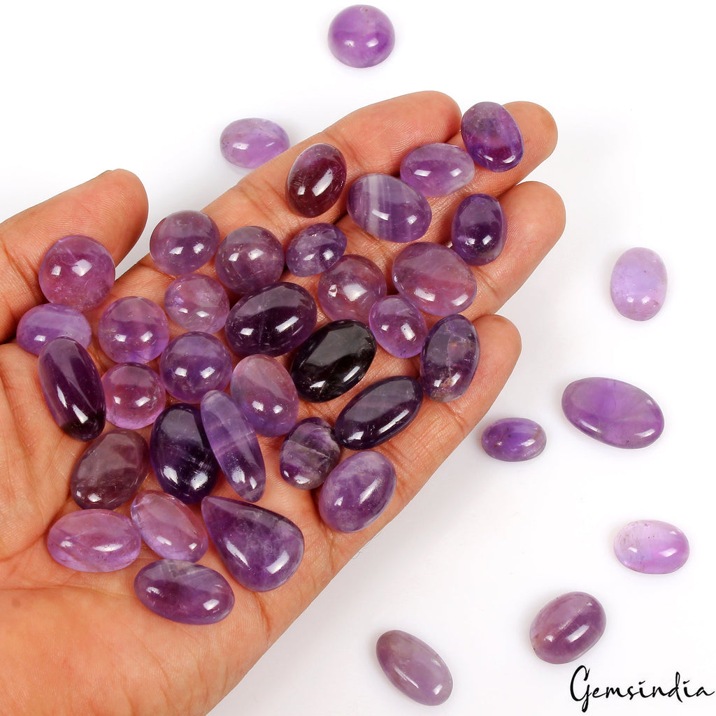 500 Ct Natural Purple Amethyst Loose Mix Cabochon Untreated Gemstones~14-26mm