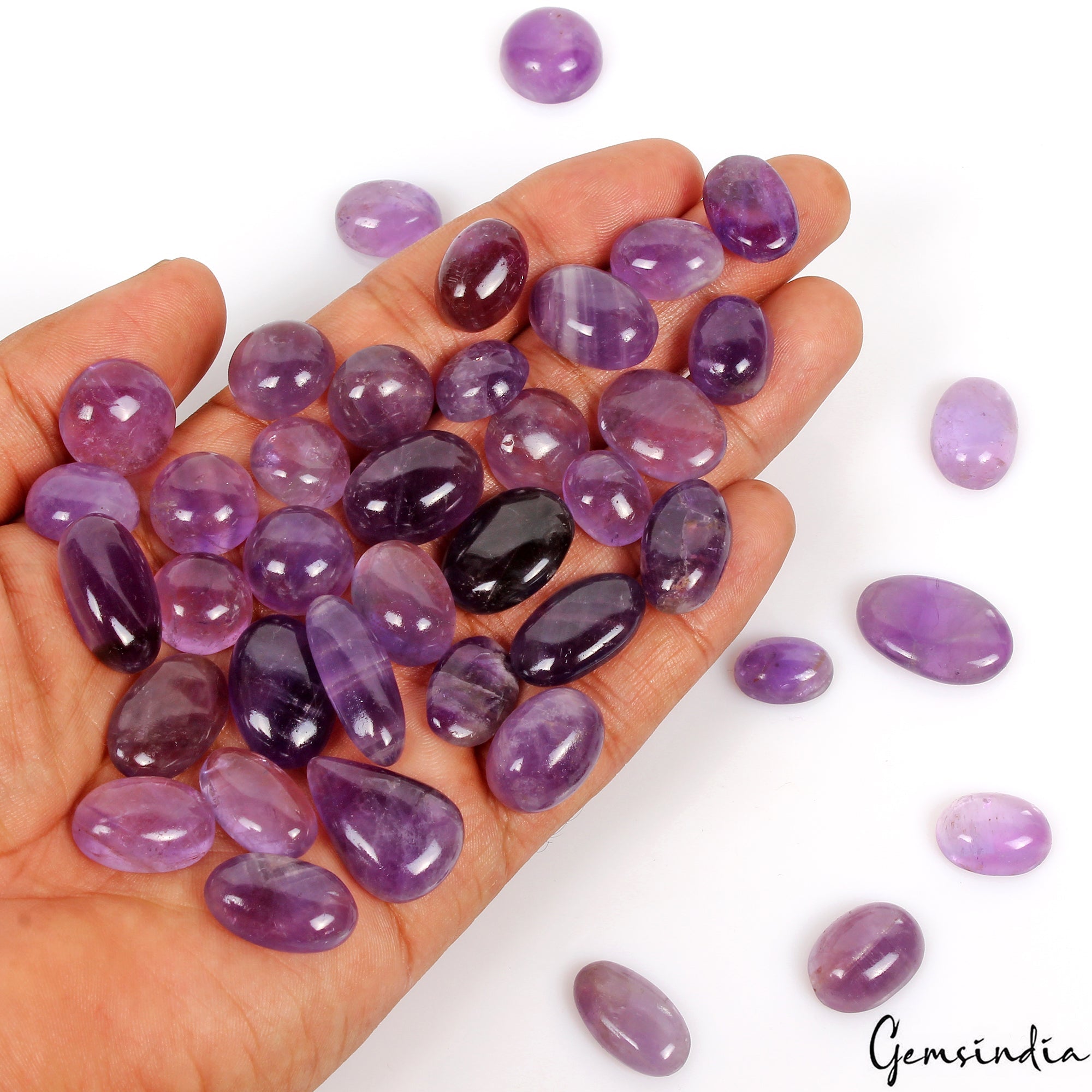 500 Ct Natural Purple Amethyst Loose Mix Cabochon Untreated Gemstones~14-26mm