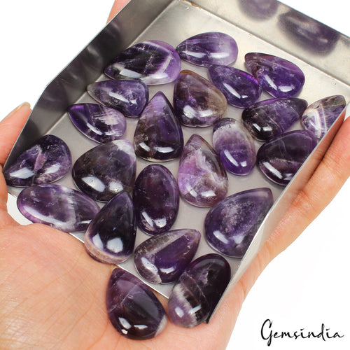 Amethyst Lot, Cabochon, Untreated, Purple — 22 Pieces, 23mm to 29mm, 480 Ct, Madagascar