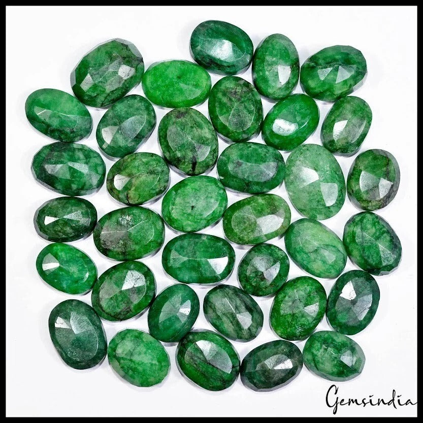 Brazilian Emerald Lot, Loose Gemstone, Color Enhanced, Green — 35 Pieces, 14mm to 20mm, 460 Ct, Brazil