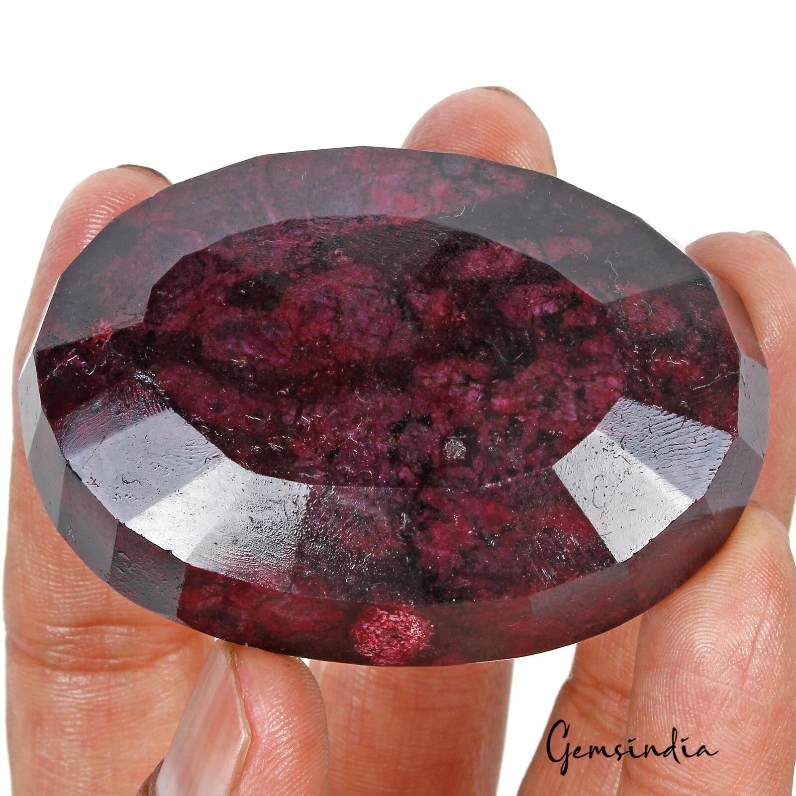 Ruby Loose Gemstone, Color Enhanced, Red — 66x47x20mm, 660 Ct