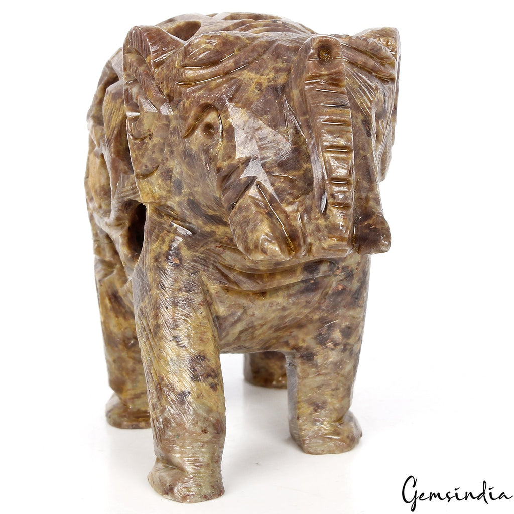 Soapstone Elephant Mom with Baby in tummy Statue/Sculpture Art Decor ~1030 Cts