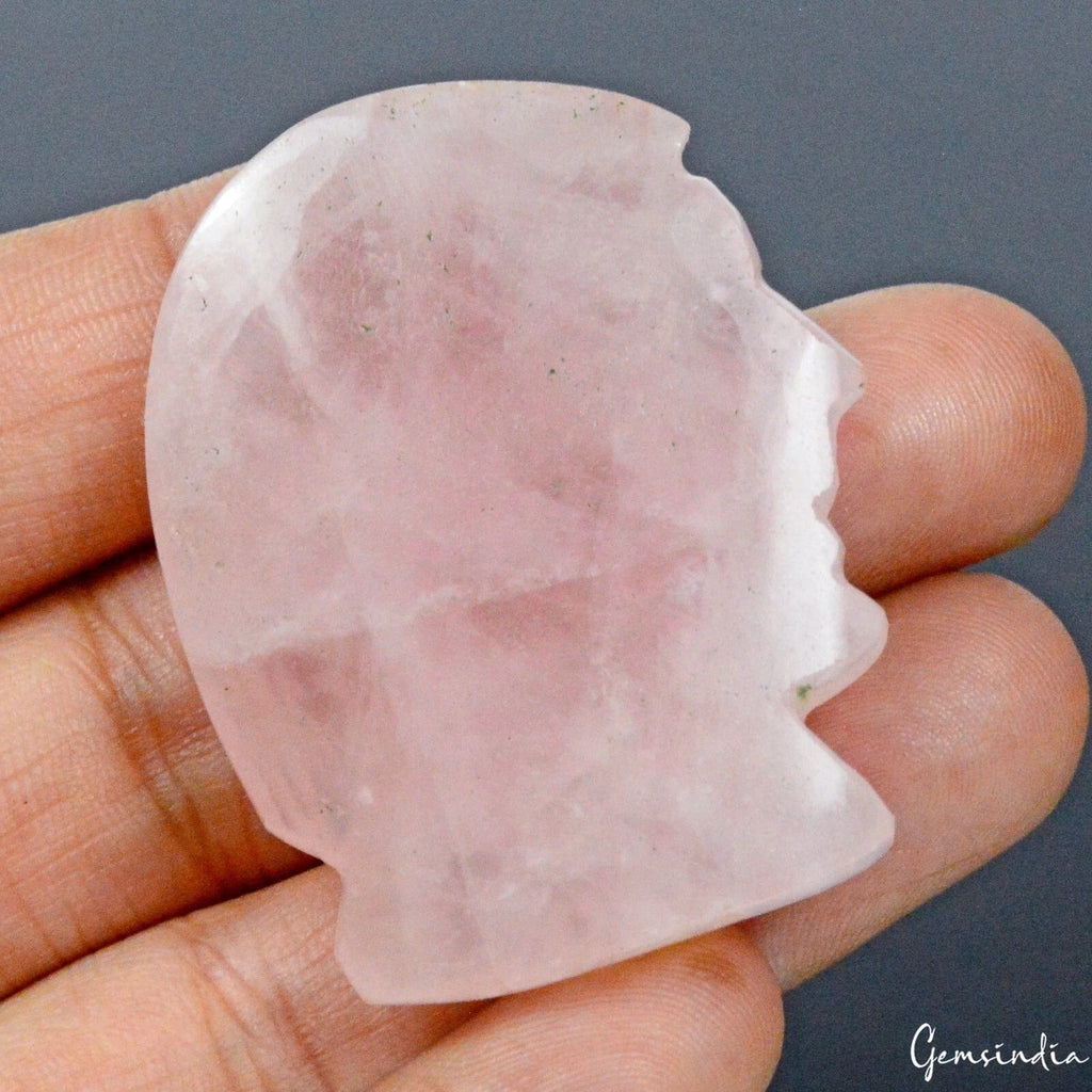 171.70 Cts Natural Pink Rose Quartz Head Sculpture Hand Carved Mini Artifact Gem