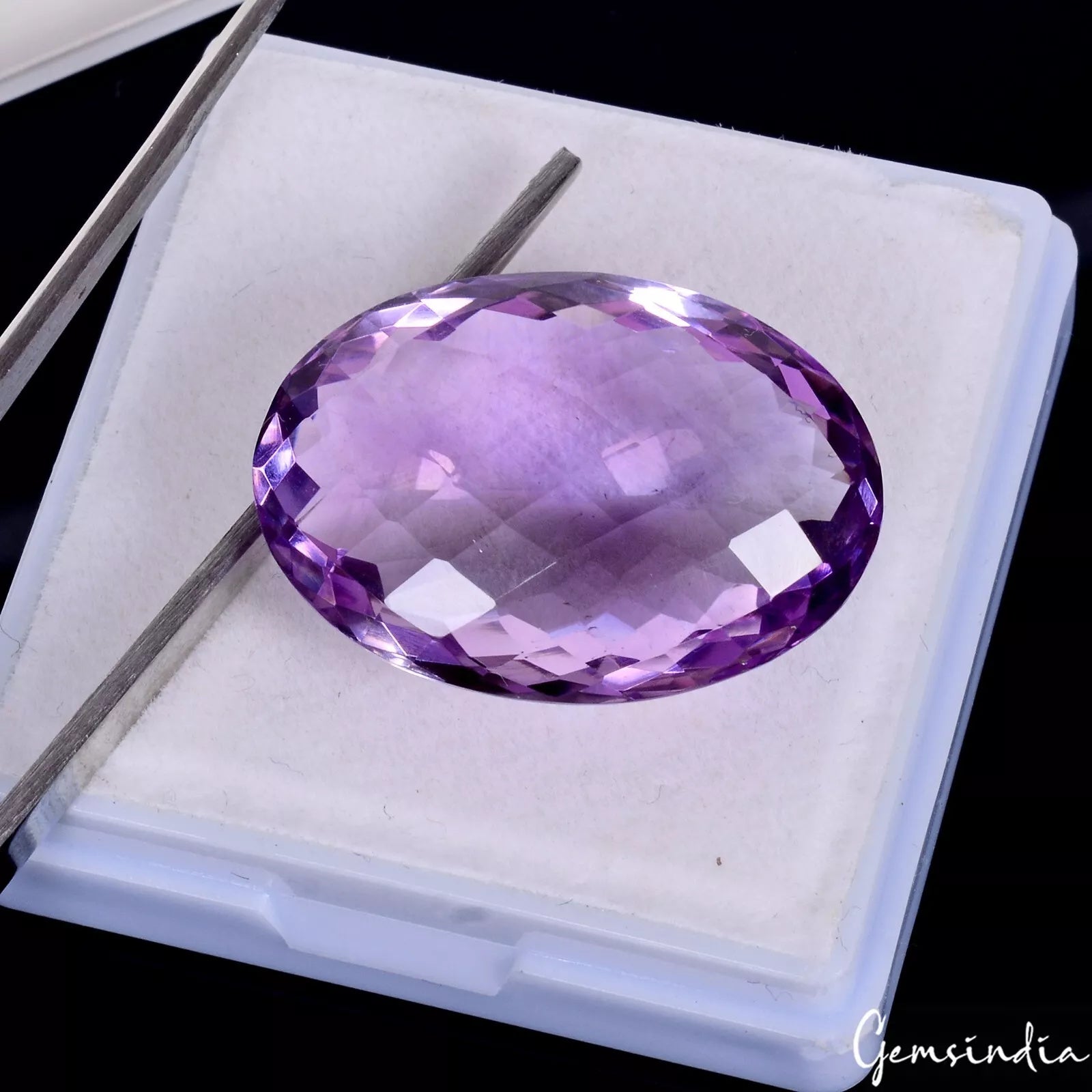 33.20 Cts Natural Amethyst Oval Checker Cut Huge Pendant Size Loose Gemstone