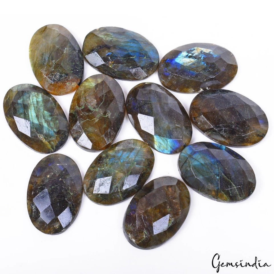 350 Ct/11 Pcs Natural Untreated Multi Shine Labradorite Oval Calibrated Gems Lot