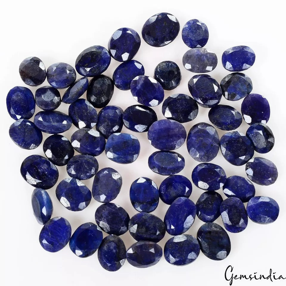 122.20 Cts/55 Pcs Natural Oval Blue Sapphire Oval Faceted Loose Gem For Jewelry
