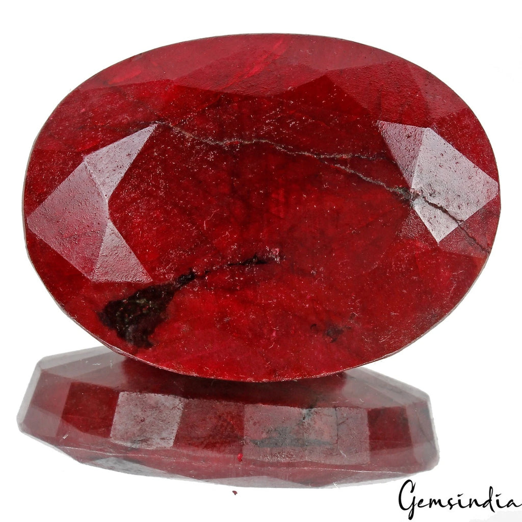 Ruby Loose Gemstone, Color Enhanced, Blood Red — 48 x 36 x 15mm, 300 Ct, Madagascar