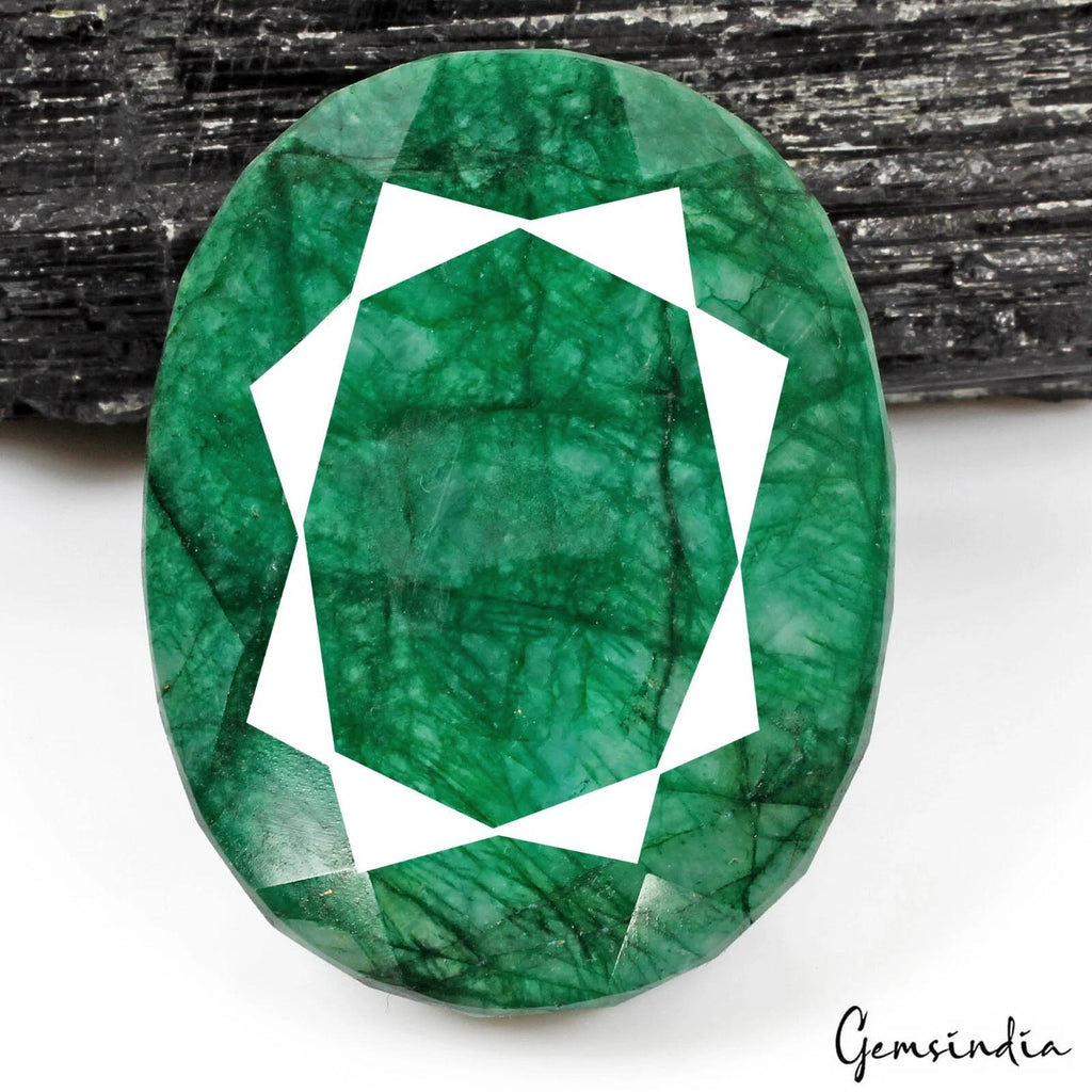 Emerald Loose Gemstone, Color Enhanced, Green — 59x46x32mm, 700 Ct, Brazil