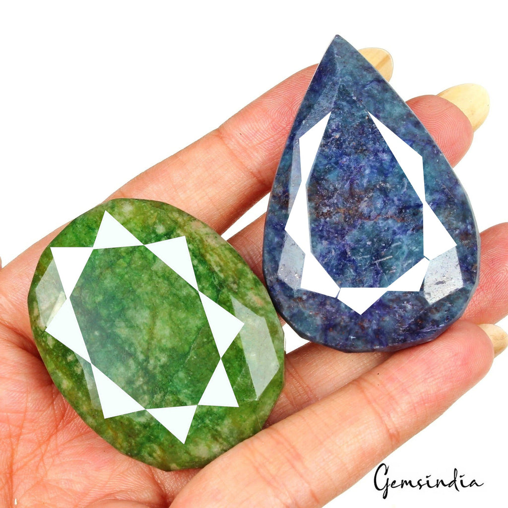 Natural Blue Sapphire & Green Emerald Mix Cut Earth Mined 460 Cts Loose Gems Lot