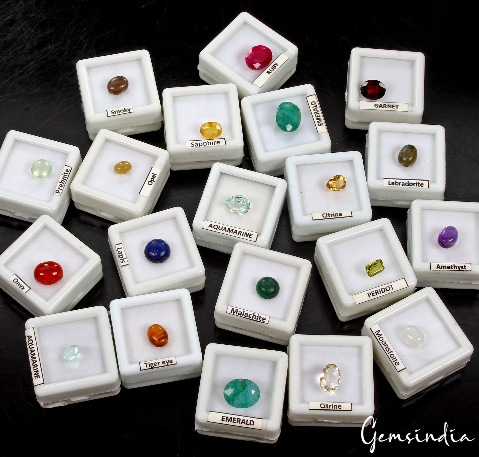 20 Pcs Estate Genuine Multi Gems Loose Multi Color Gemstones Collection w/ Boxes