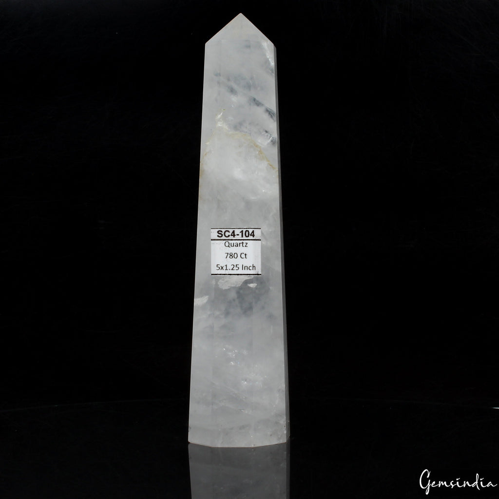 156 Gram/5" Natural White quartz obelisk crystal tower wand point Reiki healing
