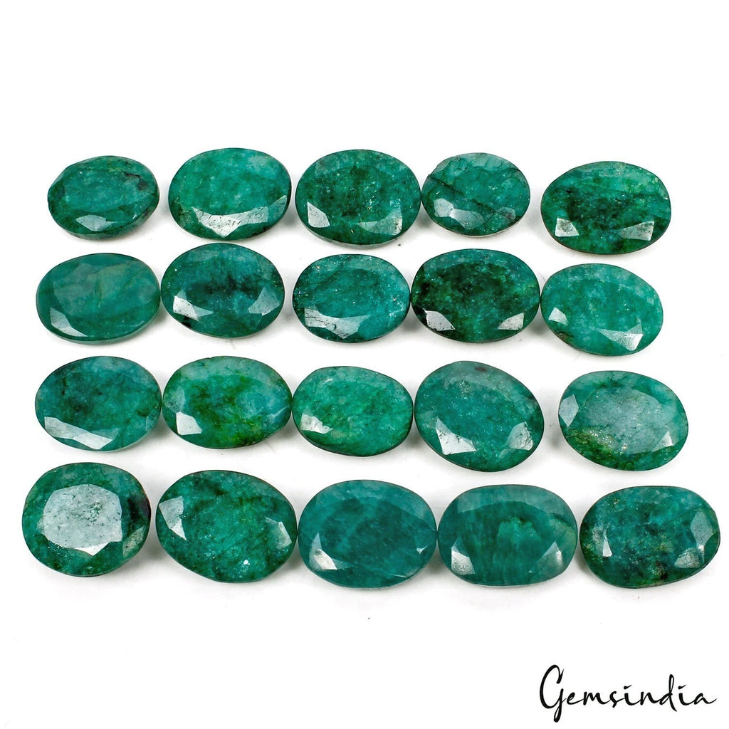 Certified 270 Cts/20 Pcs Natural Brazilian Green Emerald Oval Cut Loose Gems Lot