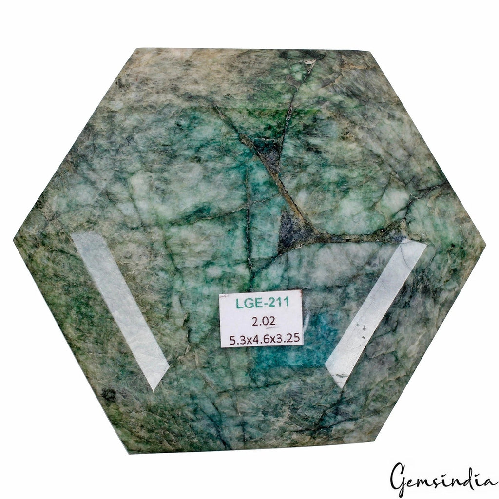 2 Kg Natural Brazilian Green Emerald Hexagon Cut Loose Earth mined Huge Size Gem