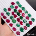 430 Ct/36 Pcs Natural Red Beryl/Green Emerald Oval Cut Loose Jewelry Gemstones