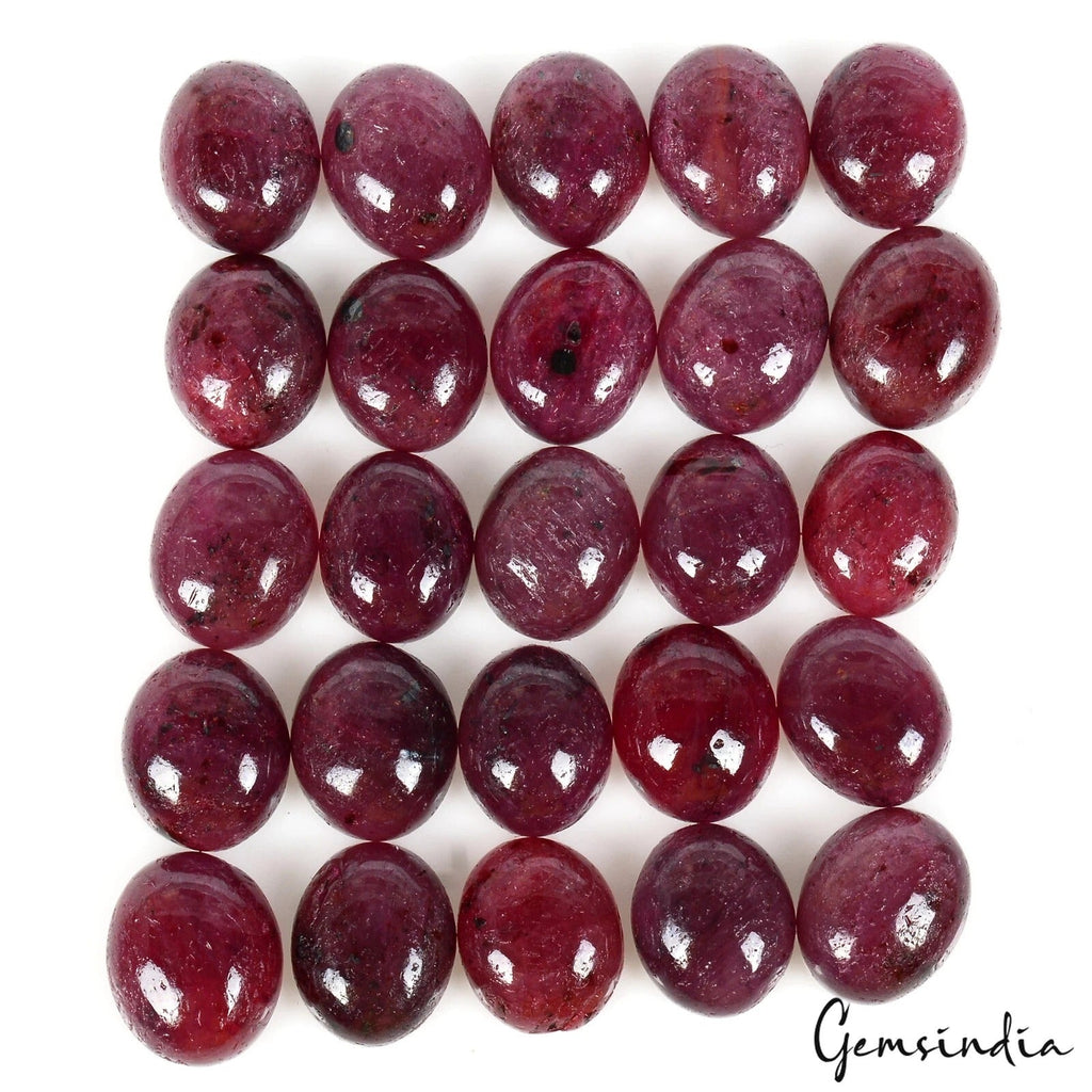 170 Cts/25 Pcs Natural African Dark Red Ruby Oval Cab Loose Gems Lot For Jewelry