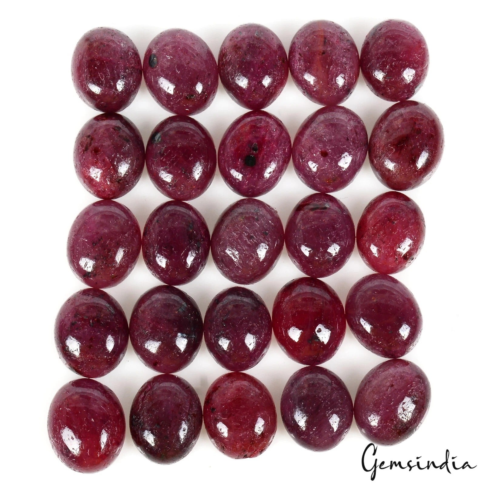 170 Cts/25 Pcs Natural African Dark Red Ruby Oval Cab Loose Gems Lot For Jewelry