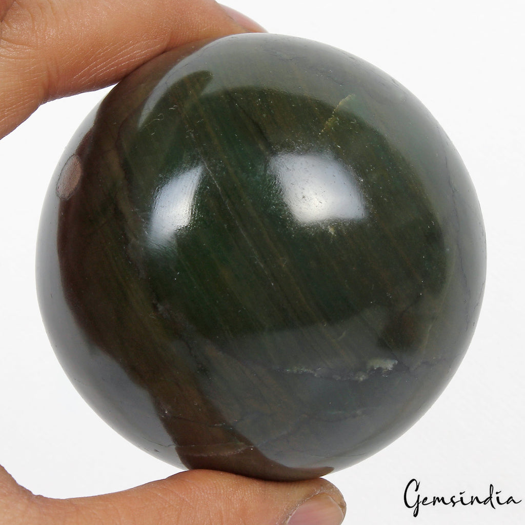 600 Gram Natural Green Jasper 3 in Sphere Crystal Ball Reiki Healing Gem w/Stand