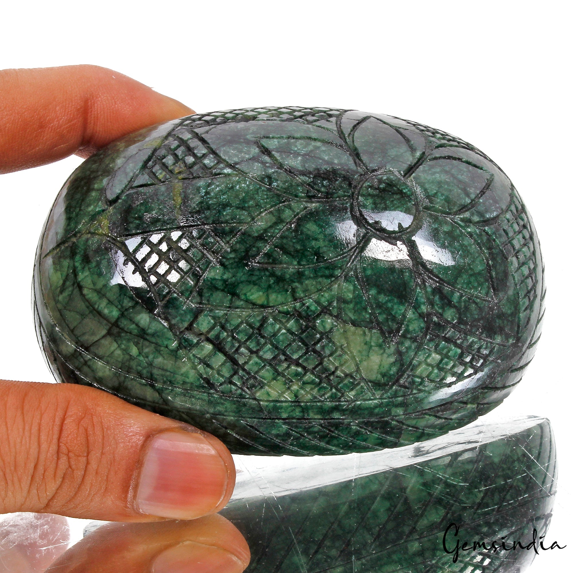 1700 Ct Natural Brazilian Dark Green Emerald Oval Cut Hand Carved Huge Loose Gem