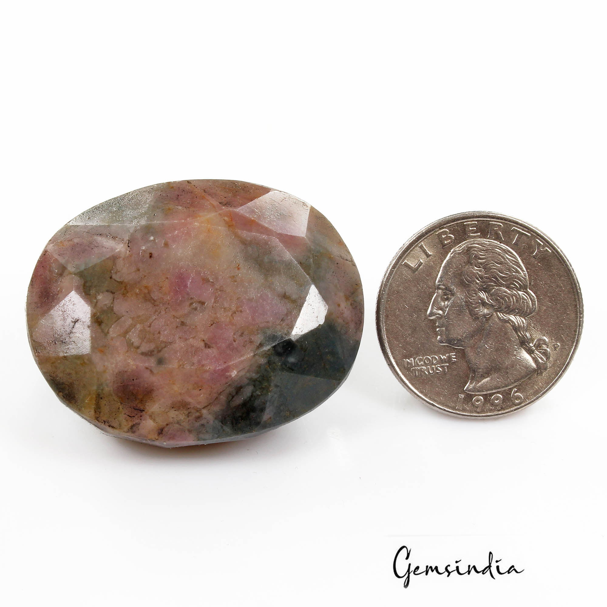 227 Cts Natural Untreated Bi-Color Ruby in Crystal Matrix Oval Faceted Huge Gem