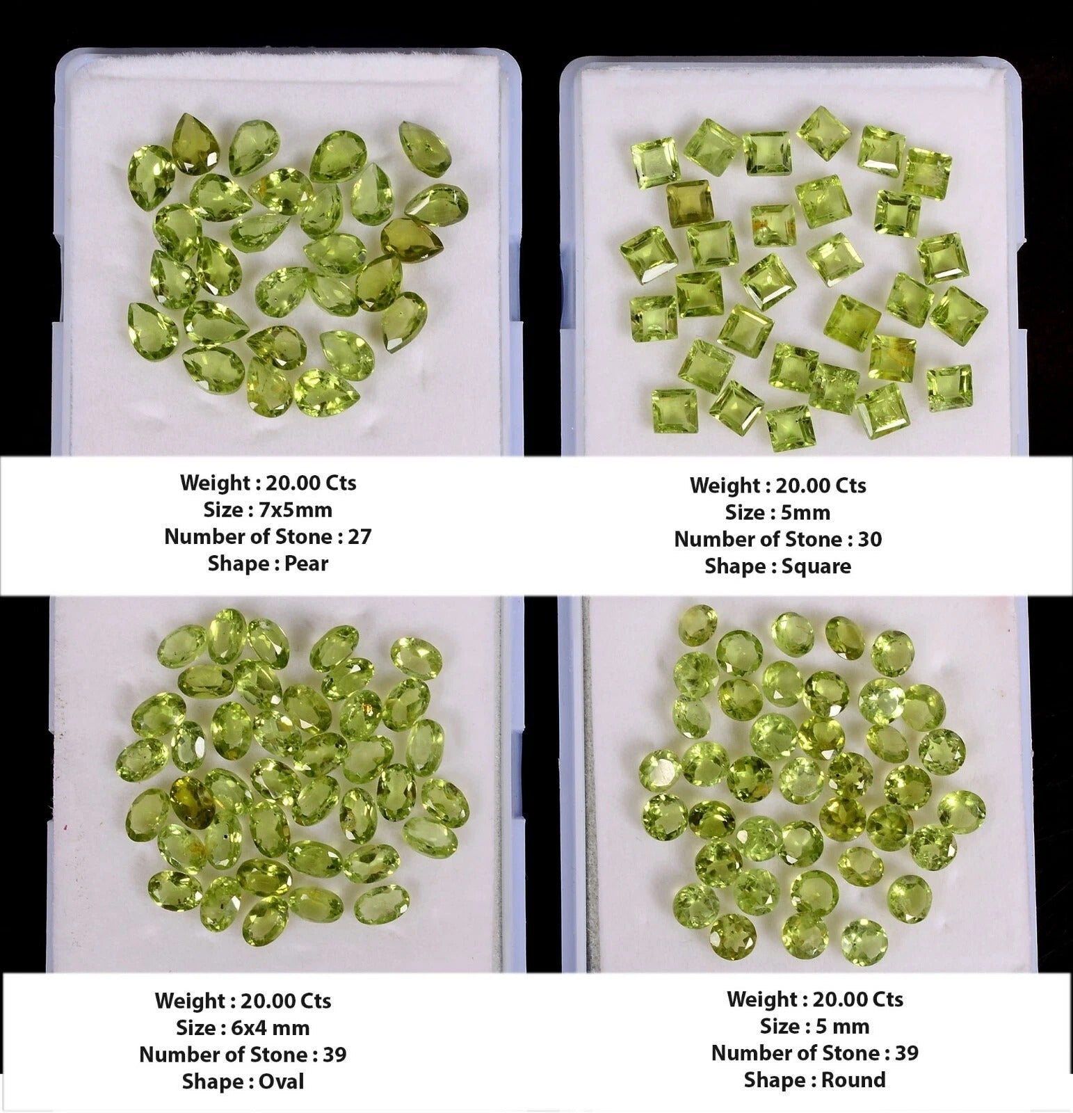 80 Ct/135 Pcs Natural Untreated Green Peridot Assorted Cut 4Lot Gems For Jewelry