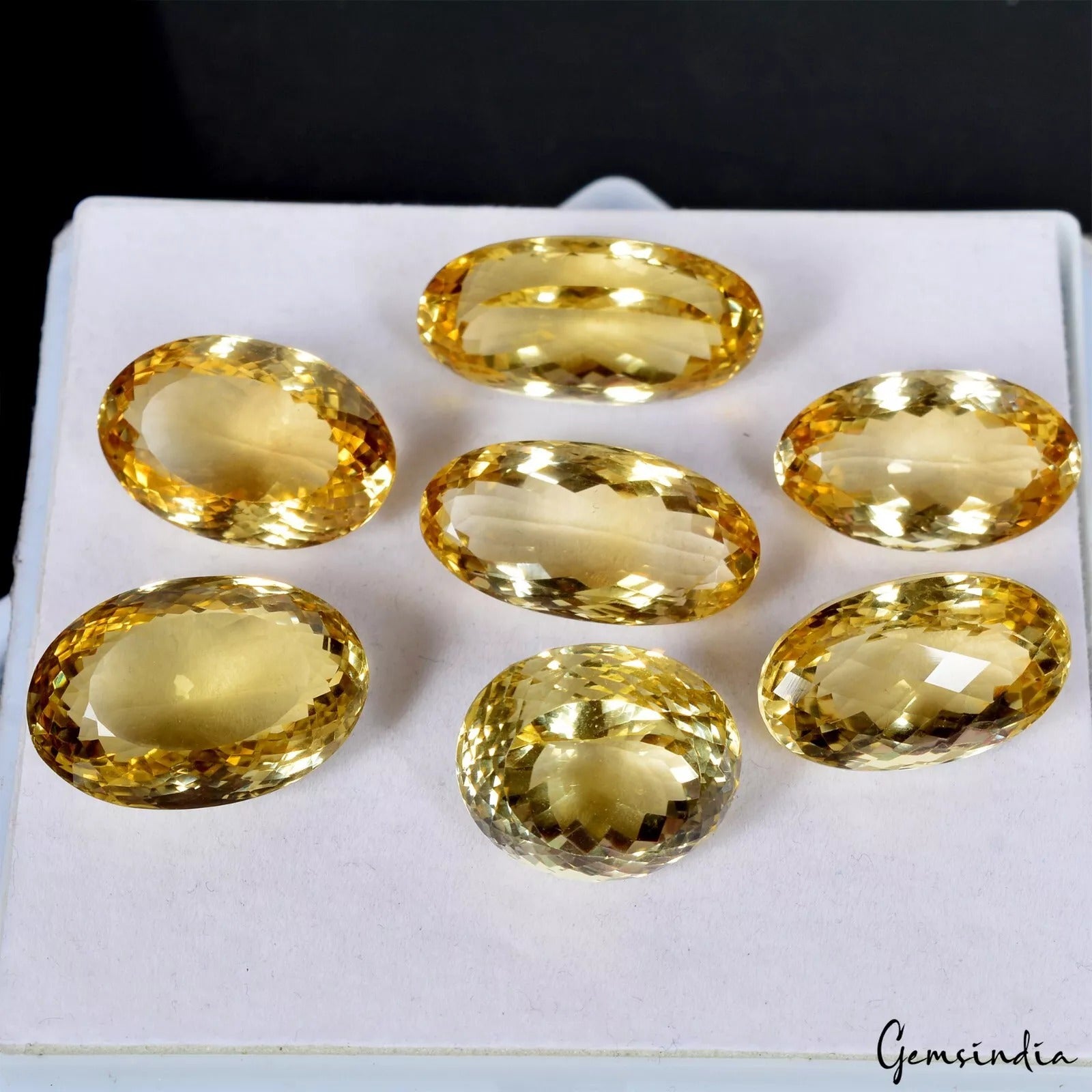 Citrine Lot, Loose Gemstone, Oval Cut, Untreated — 7 Pieces, 21mm to 28mm, 217.00 Ct, Brazil
