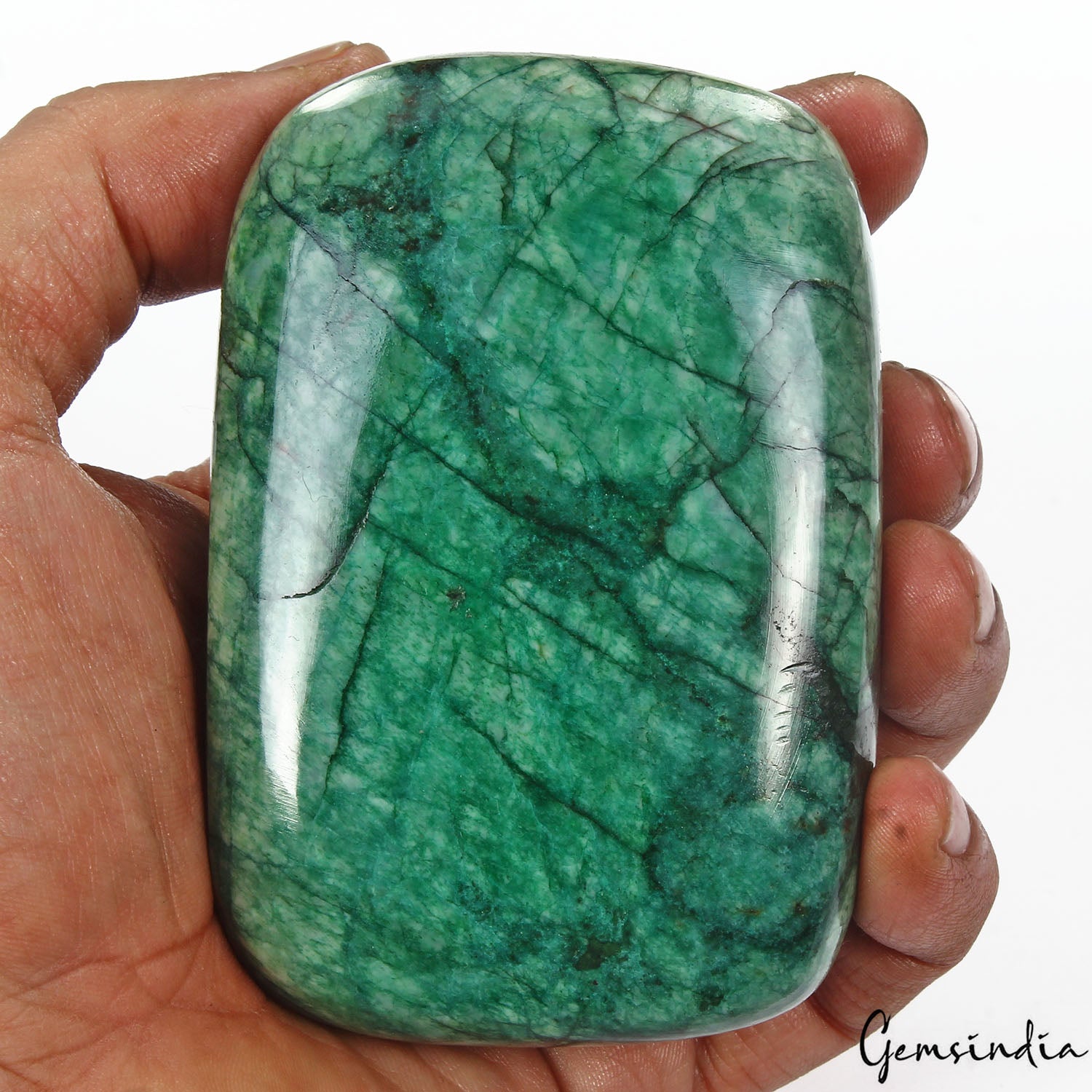Emerald Cabochon, Color Enhanced, Green — 93x63x35 mm, 2170 Ct, Brazil