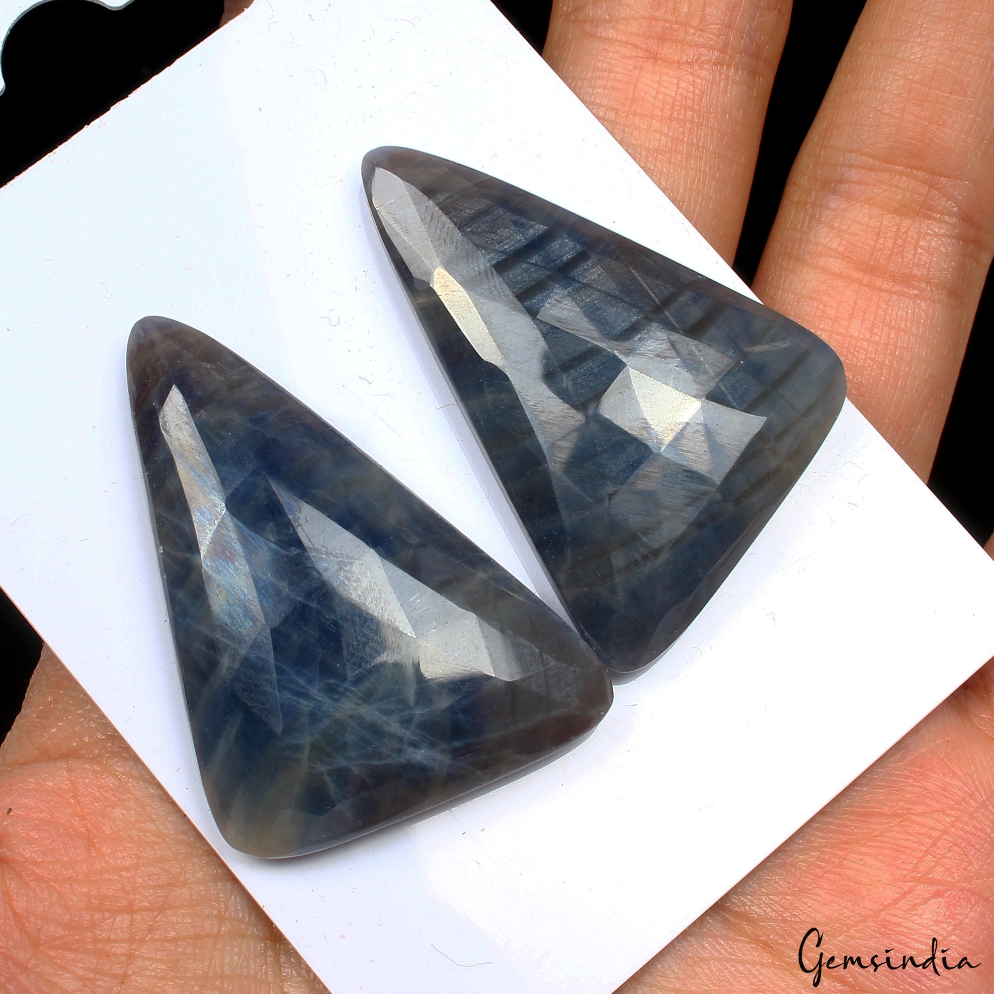 92.00 Cts Natural Untreated Gray Blue Sapphire Rose Checker Cut Gemstone Pair