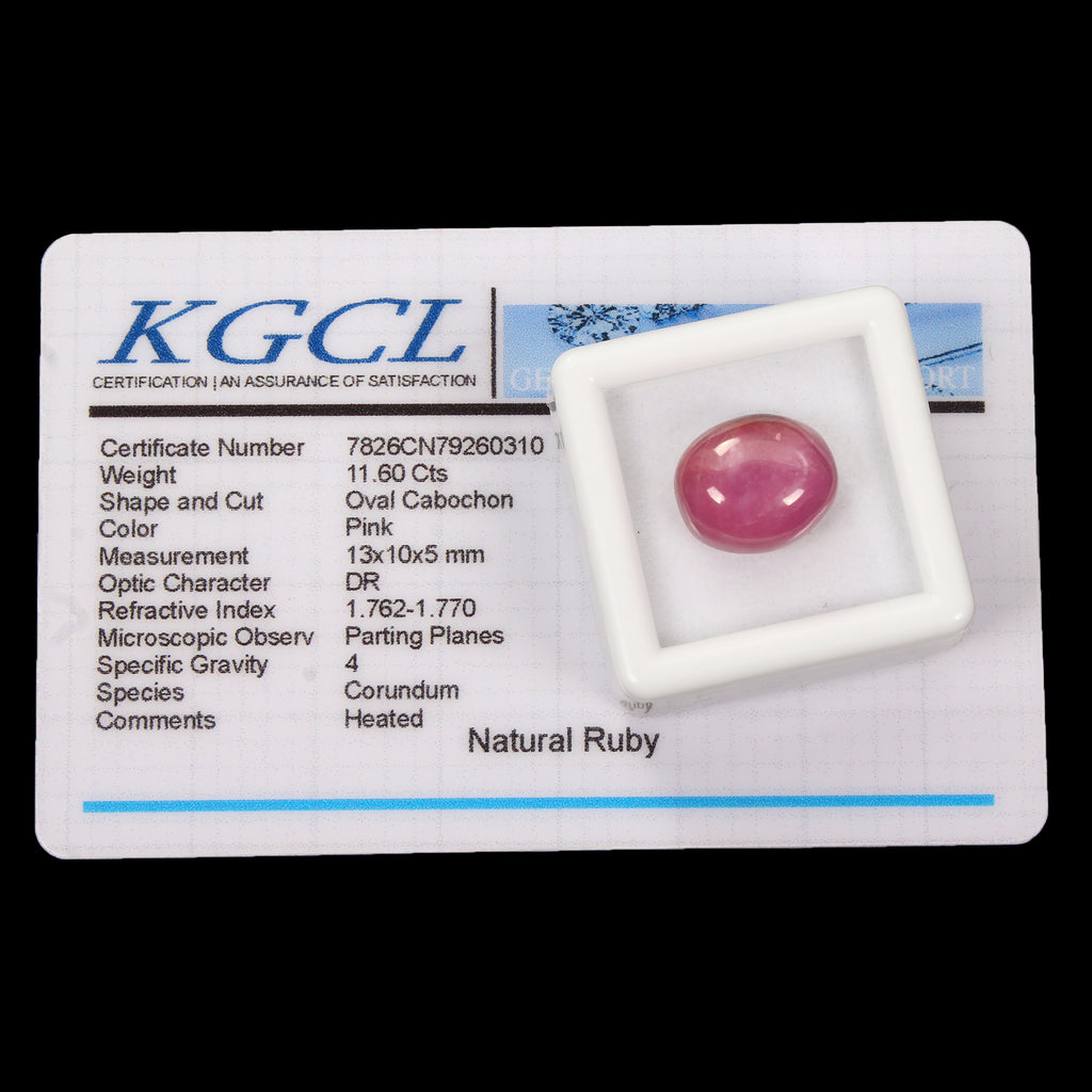 Ruby Cabochon, Pink — 13 x 10 x 5mm, 11.60 Ct, Mozambique