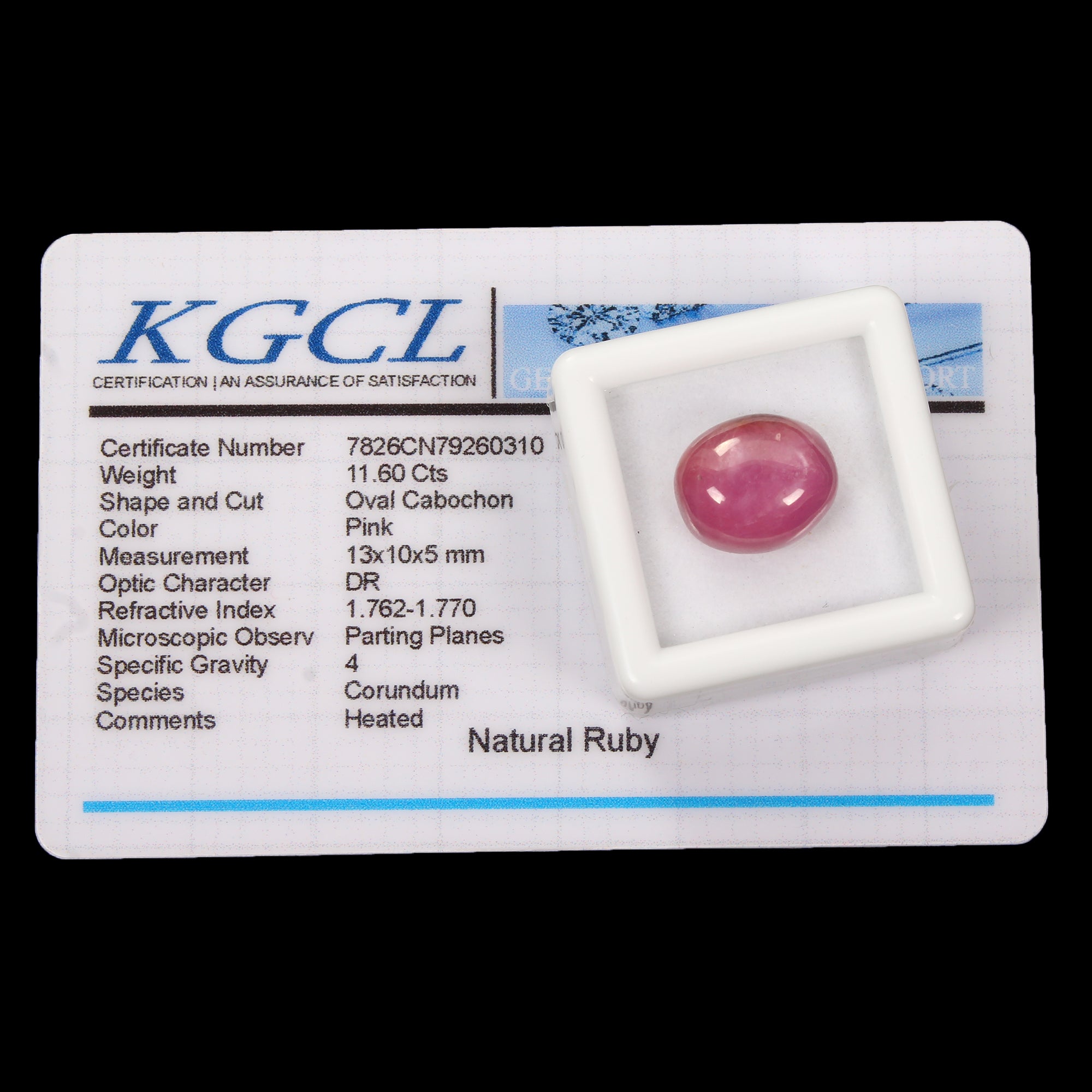 Ruby Cabochon, Pink — 13 x 10 x 5mm, 11.60 Ct, Mozambique
