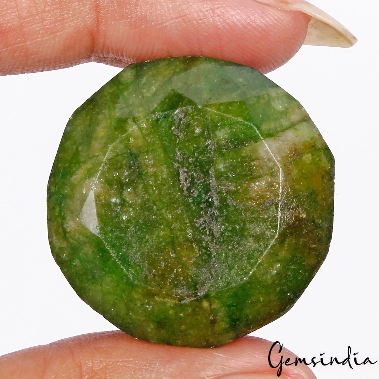 150.00 Ct Natural Green Brazilian Emerald Round Cut Faceted Pendant Size Gems