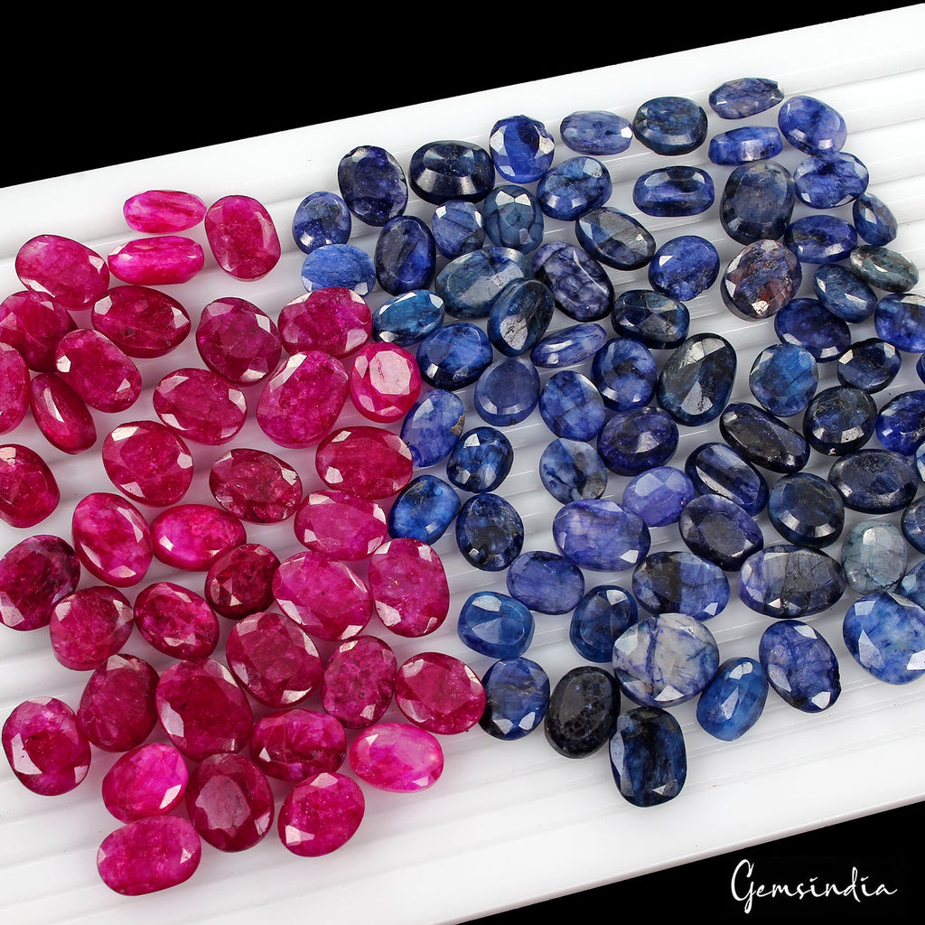 650 Ct Natural Blue Red Beryl Oval Cut Faceted Loose Wholesale Gems Lot 112 Pcs