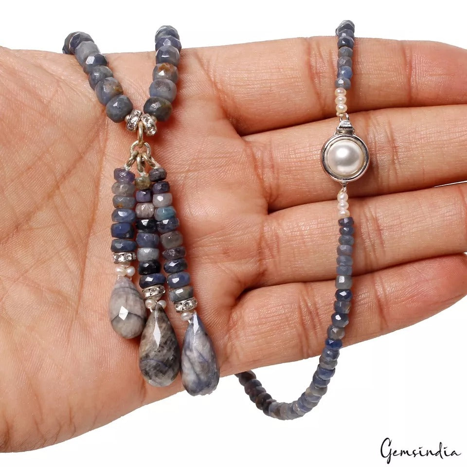 Blue Sapphire Necklace, Untreated — 18", 211 Ct, Madagascar