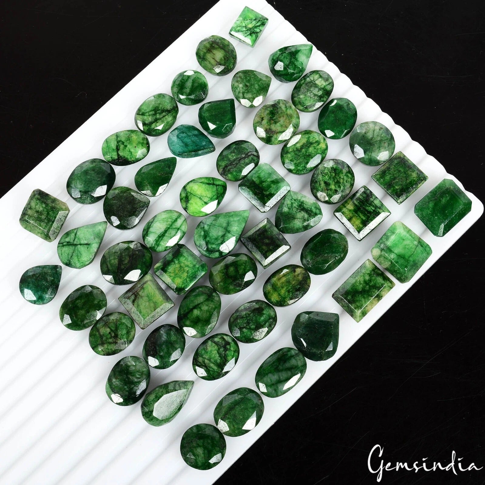 700 Cts/51 Pcs Natural Brazilian Bottle Green Emerald Mix Cut Wholesale Gems Lot